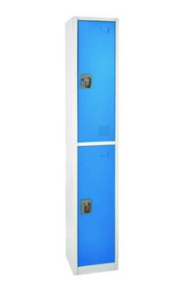 Steel Storage Locker, 2 Compartment, 12 x 12 x 72, Blue