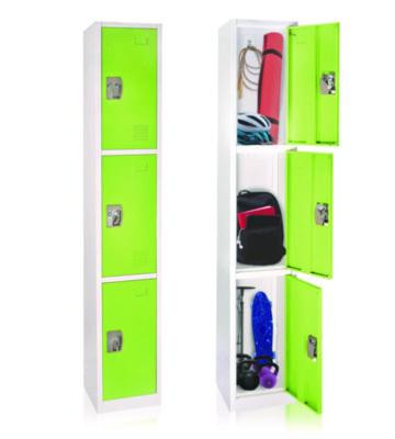 Steel Storage Locker, 3 Compartment, 12 x 12 x 72, Green