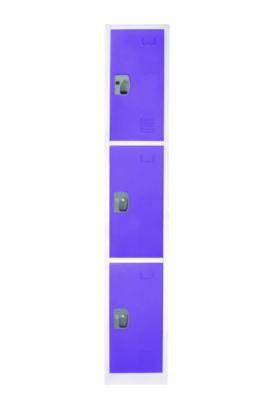 Steel Storage Locker, 3 Compartment, 12 x 12 x 72, Purple