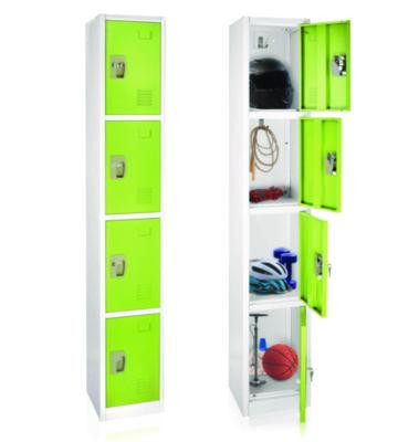 Steel Storage Locker, 4 Compartment, 12 x 12 x 72, Green