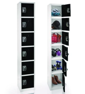 Steel Storage Locker, 6 Compartment, 12 x 12 x 72, Black