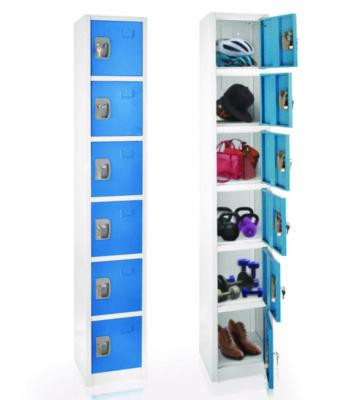 Steel Storage Locker, 6 Compartment, 12 x 12 x 72, Blue