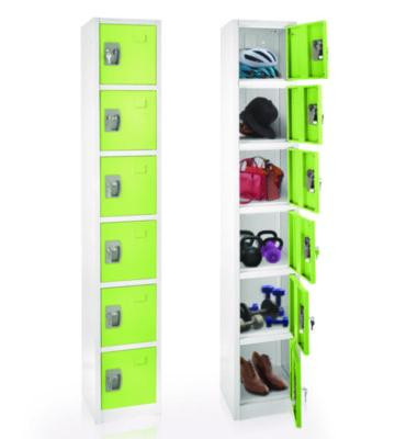 Steel Storage Locker, 6 Compartment, 12 x 12 x 72, Green