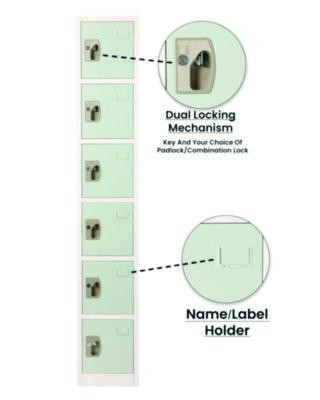 Steel Storage Locker, 6 Compartment, 12 x 12 x 72, Misty Green
