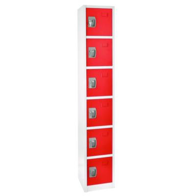 Steel Storage Locker, 6 Compartment, 12 x 12 x 72, Red