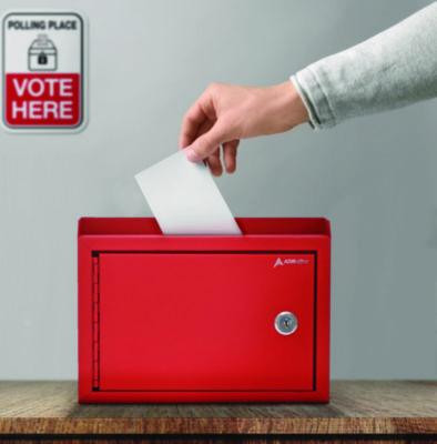 Medium Size Steel Multi-Purpose Secure Drop Box, 9.8 x 3.4 x 7.5, Red