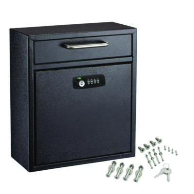 Medium Secure Drop Box Wall Mounted Locking Mail Box With Key And Combination Lock, 10.51 x 4.72 x 12, Black