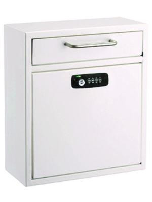 Medium Secure Drop Box Wall Mounted Locking Mail Box With Key And Combination Lock, 10.51 x 4.72 x 12, White