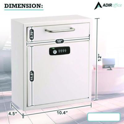 Medium Secure Drop Box Wall Mounted Locking Mail Box With Key And Combination Lock, 10.51 x 4.72 x 12, White