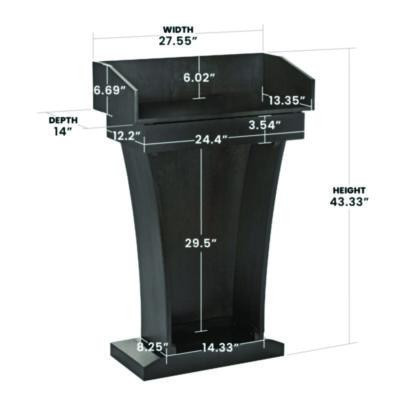 Wood Stand-Up Podium Lectern Speaker Stand With Drawer And Storage Area, 27.55 x 14 x 43.3, Black