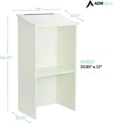 Wood Stand-Up Podium Lectern Speaker Stand, 23 x 15 x 45.8, White