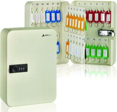 Steel Heavy-Duty Key Cabinet With Combination Lock, 48-Key, 7.1 x 3 x 10, Stainless Steel 304, White