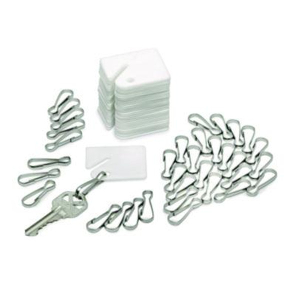 Plastic Identification Key Tags, White, 100/Pack