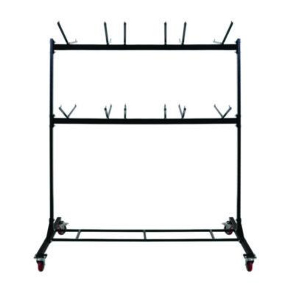 Steel Folding Chair Two-Tier Utility Cart, Metal, 1,000 Lb Capacity, 33 x 65 x 68.5, Black