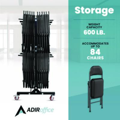 Steel Folding Chair Two-Tier Utility Cart, Metal, 1,000 Lb Capacity, 33 x 65 x 68.5, Black