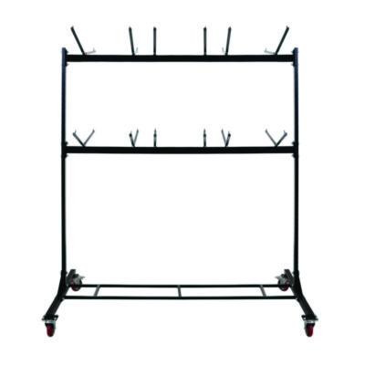Steel Folding Chair Two-Tier Utility Cart, Metal, 1,000 Lb Capacity, 33 x 65 x 68.5, Black