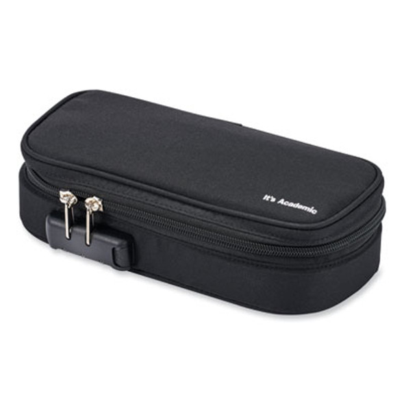 It's Academic Locking Pencil Case, 2 Compartments, 4.75" x 2.5" x 2.5", Black, 2/Pack