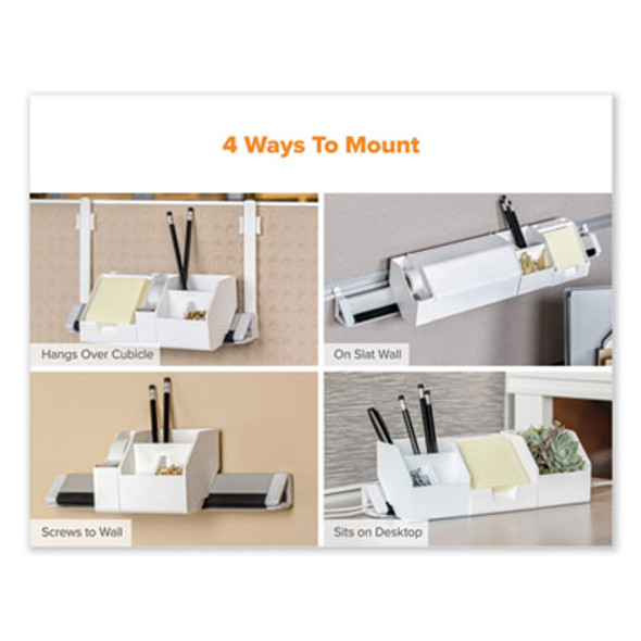 Konnect Desk Organizer And Cable Management Five-Piece Kit, Plastic, White
