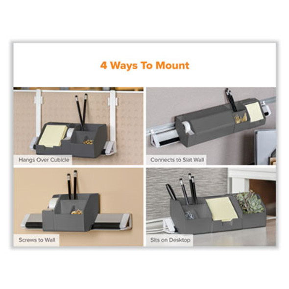 Konnect Desk Organizer And Cable Management 14-Piece Kit, Plastic, Gray