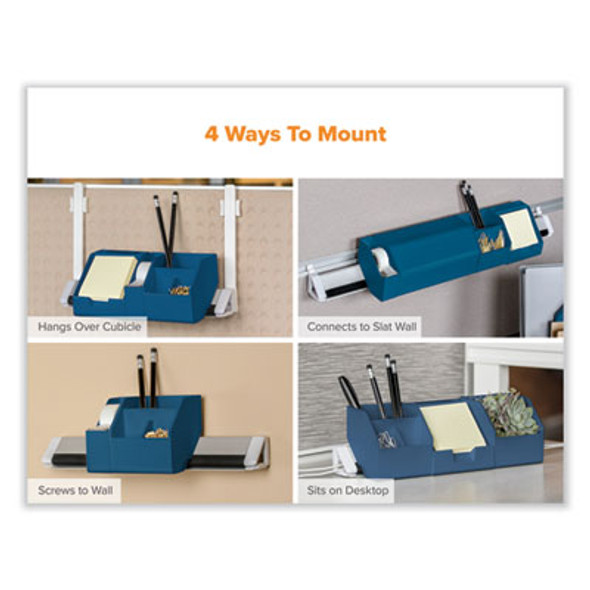 Konnect Desk Organizer And Cable Management 17-Piece Kit, Plastic, Blue