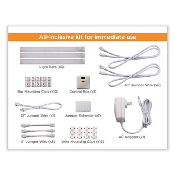 Led Under Cabinet Lighting Three-Bar Kit, 0.78w x 0.39h