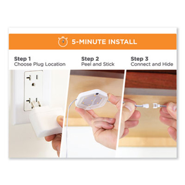 Led Under Cabinet Puck Light Kit, 2.68w x 0.3h, White