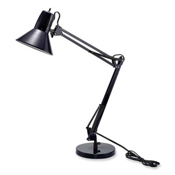 Swing Arm Desk Lamp, Multi-Pivot Neck, 28.35" High, Black Base
