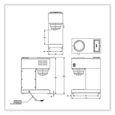Vpr 12-Cup Commercial Pourover Coffee Brewer, Gray/Stainless Steel