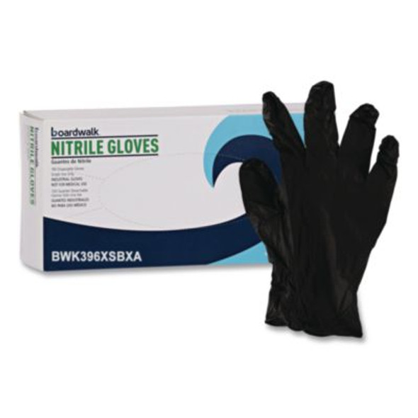 396 Series Disposable General-Purpose Nitrile Gloves, Powder-Free, X-Small, 4.4 Mil Thick, 9.5" Long, Black, 100/Box,10 Bx/Ct