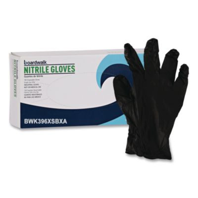 396 Series Disposable General-Purpose Nitrile Gloves, Powder-Free, X-Small, 4.4 Mil Thick, 9.5" Long, Black, 100/Box,10 Bx/Ct