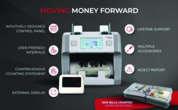 9900R Two-Pocket Mixed Bill Counter, Three Speeds: 800 Bills/Min, 1,000 Bills/Min, 1,200 Bills/Min, 9.5 x 11 x 10.4, Gray