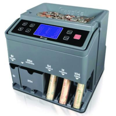 C300 Series Coin Sorter/Counter For Pennies, Nickels, Dimes, Quarters And Dollars, 300 Coins/Min, 11" x 11" x 10", Gray