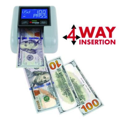 Quattro Counterfeit Detector For Usd, 4 Detection Methods, 4.9" x 4.9" x 2.9", Gray
