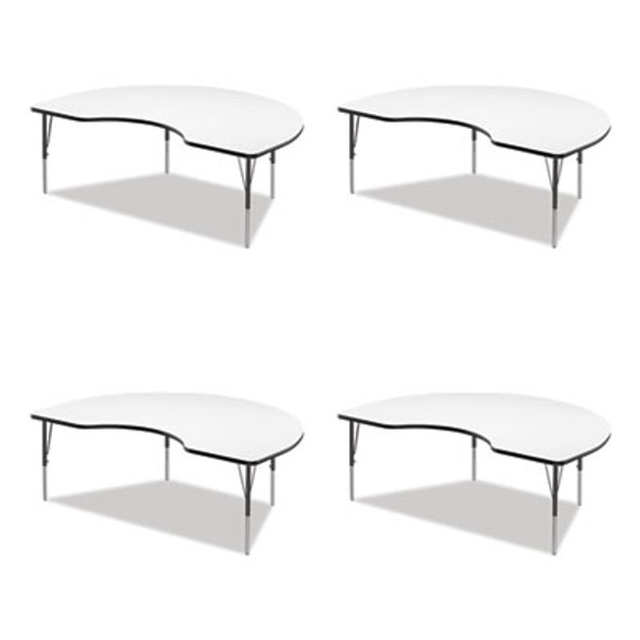 Markerboard Activity Table, Kidney Shape, 72" x 48" x 19" To 29", White Top, Black Legs, 4/Pallet