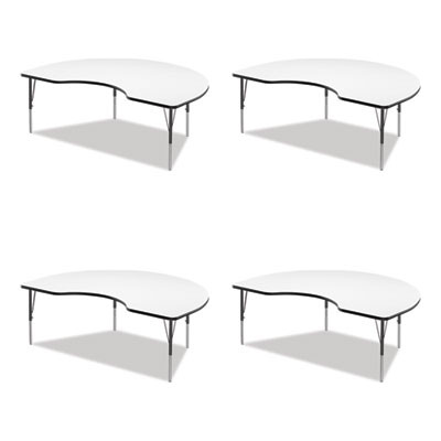 Markerboard Activity Table, Kidney Shape, 72" x 48" x 19" To 29", White Top, Black Legs, 4/Pallet