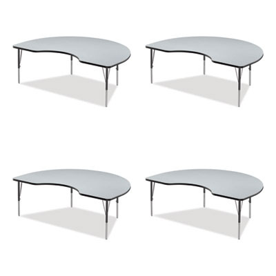 Adjustable Activity Tables, Kidney Shaped, 72" x 48" x 19" To 29", Gray Top, Gray Legs, 4/Pallet