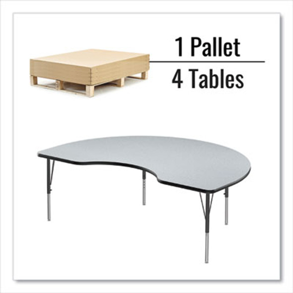 Adjustable Activity Tables, Kidney Shaped, 72" x 48" x 19" To 29", Gray Top, Black Legs, 4/Pallet