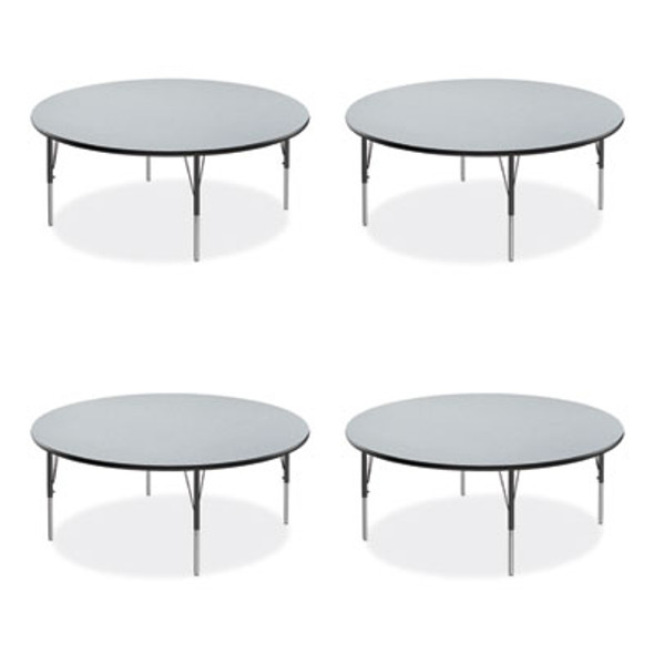 Height Adjustable Activity Table, Round, 60" x 19" To 29", Gray Granite Top, Black Legs, 4/Pallet