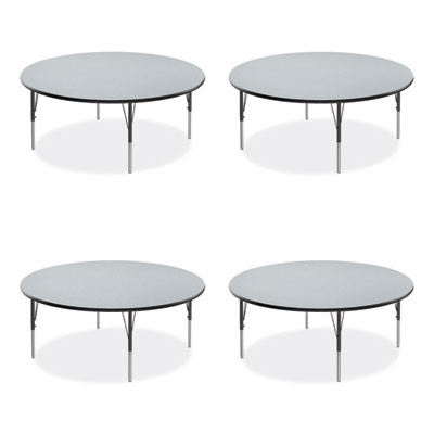 Height Adjustable Activity Table, Round, 60" x 19" To 29", Gray Granite Top, Black Legs, 4/Pallet