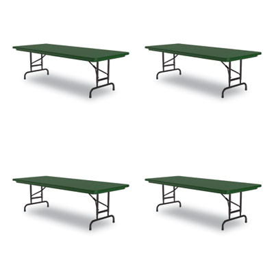 Adjustable Folding Tables, Rectangular, 60" x 30" x 22" To 32", Green Top, Black Legs, 4/Pallet