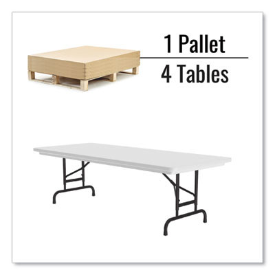Adjustable Folding Tables, Rectangular, 72" x 30" x 22" To 32", Gray Granite Top, Black Legs, 4/Pallet