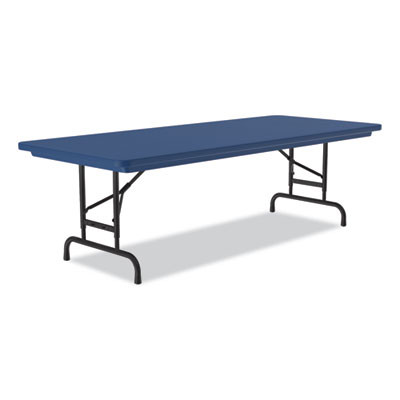 Adjustable Folding Tables, Rectangular, 72" x 30" x 22" To 32", Blue Top, Black Legs, 4/Pallet