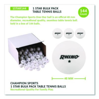 Table Tennis Balls, Official Size, White, 144/Carton