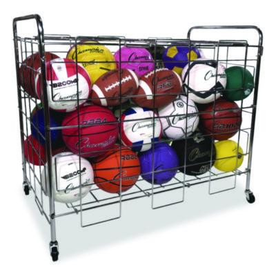 Portable Ball Locker, Metal, 176 Lb Capacity, 24 x 41 x 36, Chrome
