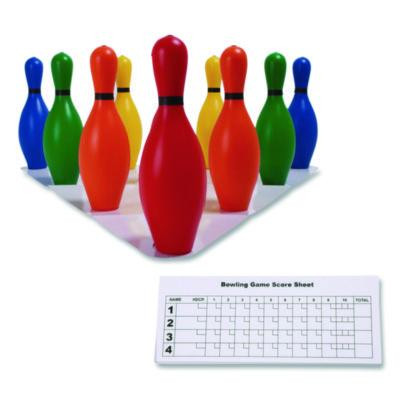 Plastic Bowling Pin Set, Assorted Colors, 10/Set