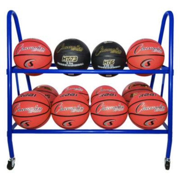 Heavy-Duty Deluxe Ball Cart, Metal, 132 Lb Capacity, 17.5 x 38 x 35.75, Blue