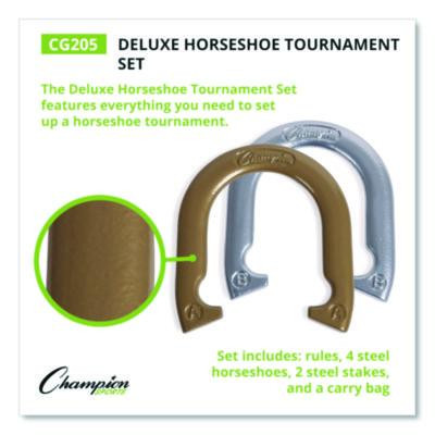 Deluxe Horseshoe Tournament Set, 4 Horseshoes/2 Stakes/Carry Bag/Rule Sheet