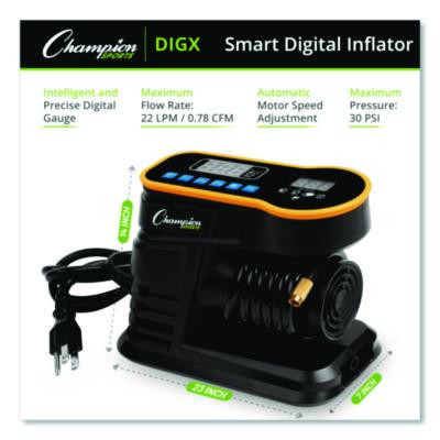 Champion Sports Digital Electronic Inflator, 0.78 Cu Ft/Min, 30 Psi, 70" Cord