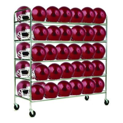 60 Helmet Football Cart, Five Shelves, Metal, 176 Lb Capacity, 24" x 61" x 65", Chrome