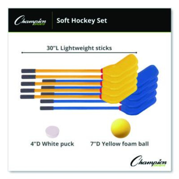 Rhino Soft Hockey Set, 30" Long, (10) Sticks/7" Ball/4" Puck